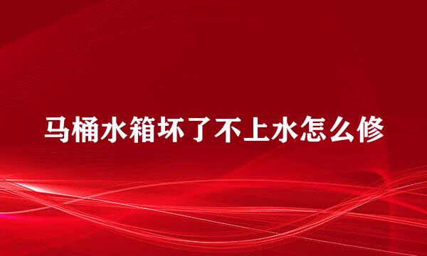 马桶水箱坏了不上水怎么修