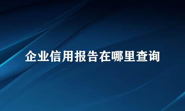 企业信用报告在哪里查询