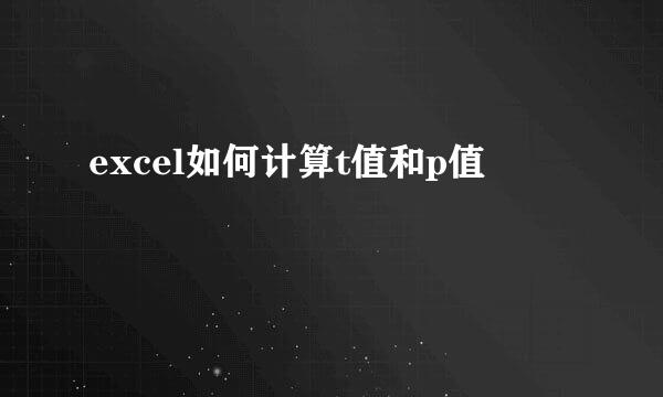 excel如何计算t值和p值