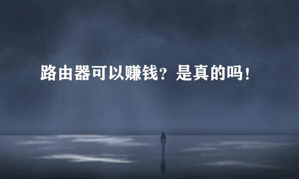 路由器可以赚钱？是真的吗！