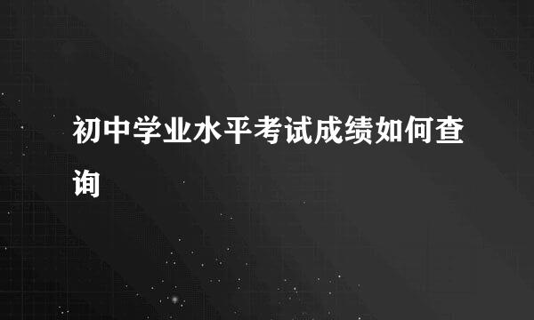 初中学业水平考试成绩如何查询