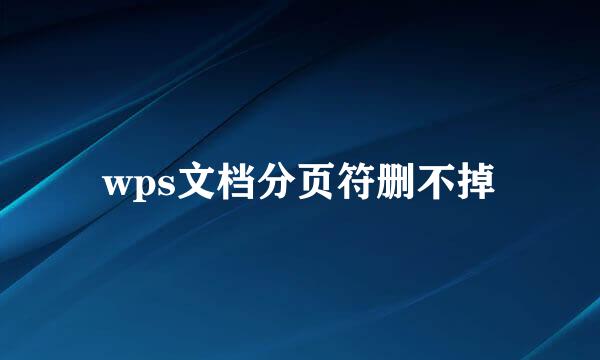 wps文档分页符删不掉