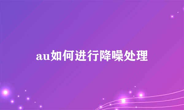 au如何进行降噪处理