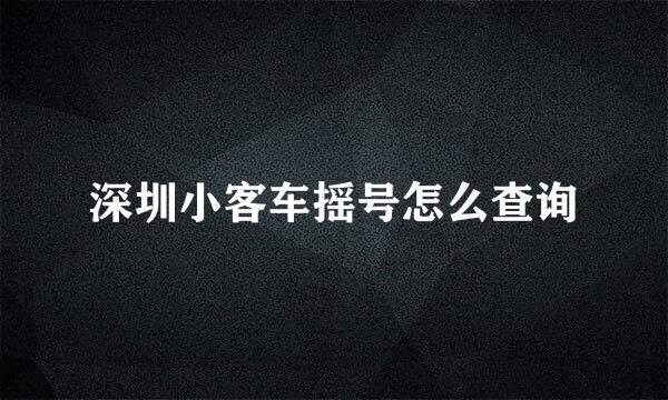 深圳小客车摇号怎么查询