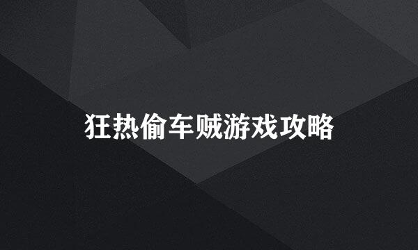 狂热偷车贼游戏攻略