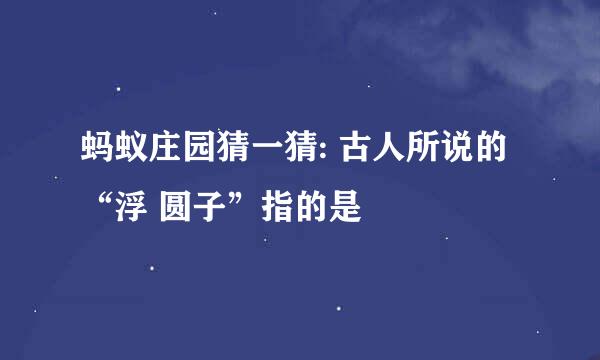 蚂蚁庄园猜一猜: 古人所说的“浮 圆子”指的是