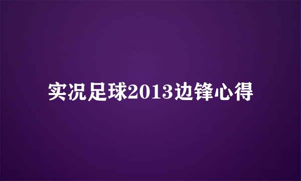 实况足球2013边锋心得