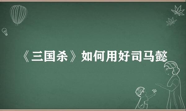 《三国杀》如何用好司马懿