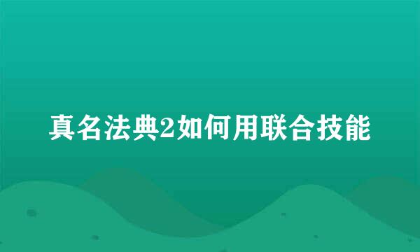 真名法典2如何用联合技能