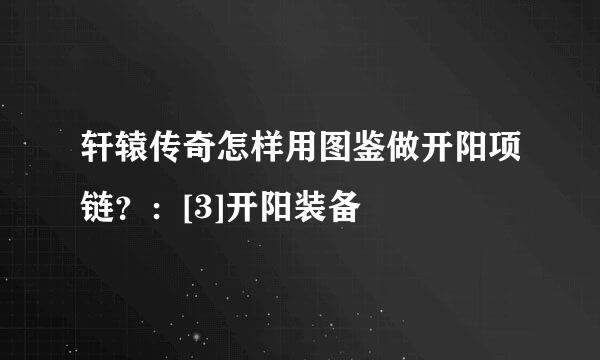 轩辕传奇怎样用图鉴做开阳项链？：[3]开阳装备