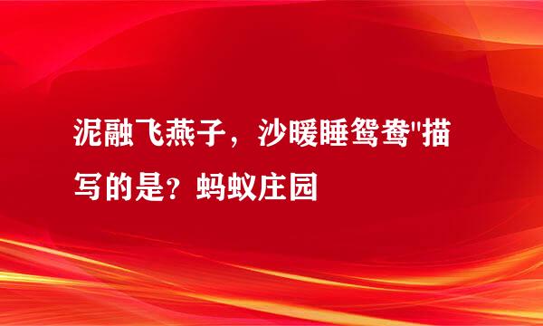 泥融飞燕子,沙暖睡鸳鸯