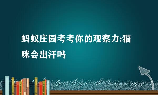 蚂蚁庄园考考你的观察力:猫咪会出汗吗