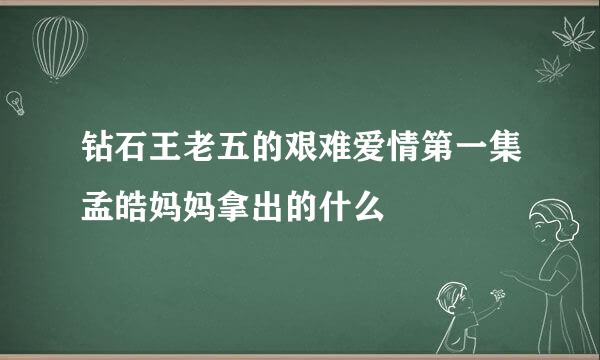 钻石王老五的艰难爱情第一集孟皓妈妈拿出的什么