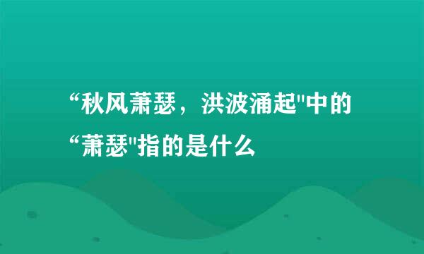 “秋风萧瑟，洪波涌起