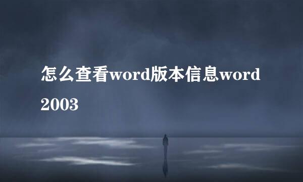 怎么查看word版本信息word2003