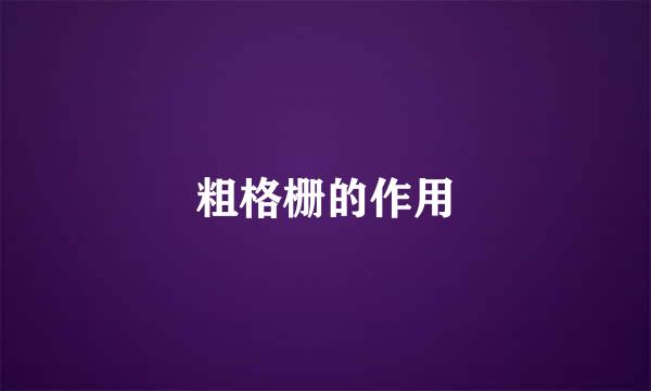 粗格栅的作用