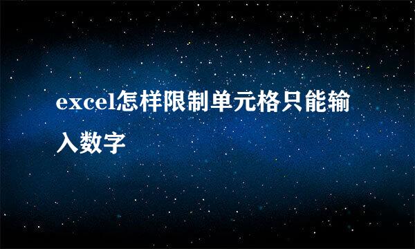 excel怎样限制单元格只能输入数字