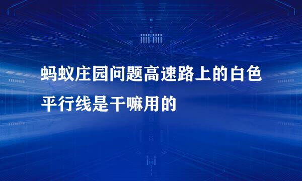 蚂蚁庄园问题高速路上的白色平行线是干嘛用的