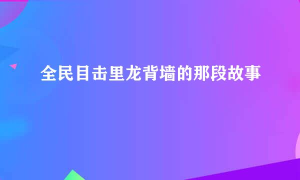 全民目击里龙背墙的那段故事