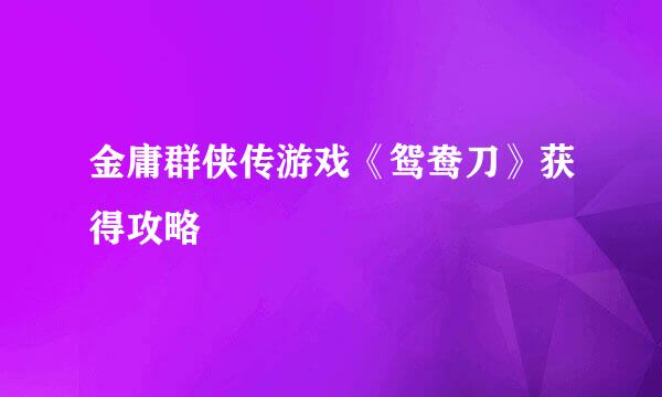 金庸群侠传游戏《鸳鸯刀》获得攻略