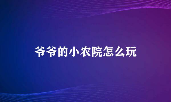 爷爷的小农院怎么玩