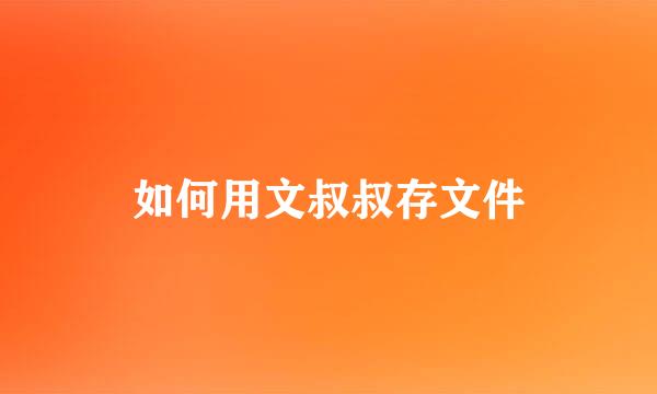 如何用文叔叔存文件