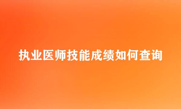 执业医师技能成绩如何查询