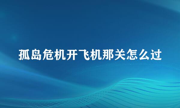 孤岛危机开飞机那关怎么过