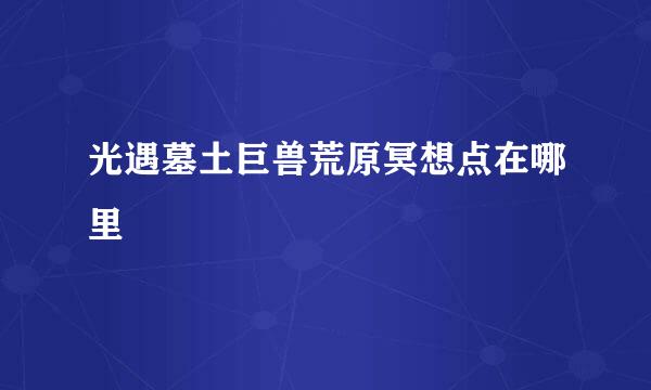 光遇墓土巨兽荒原冥想点在哪里