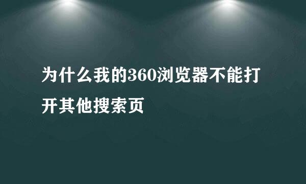为什么我的360浏览器不能打开其他搜索页