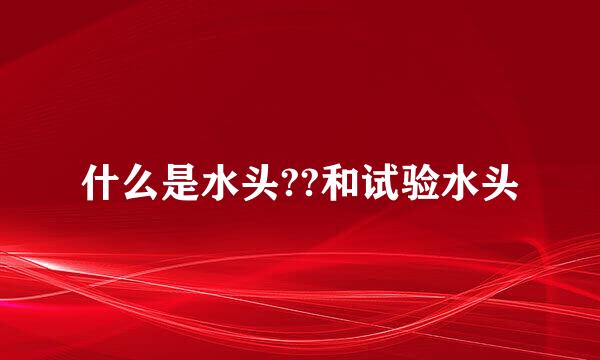 什么是水头??和试验水头