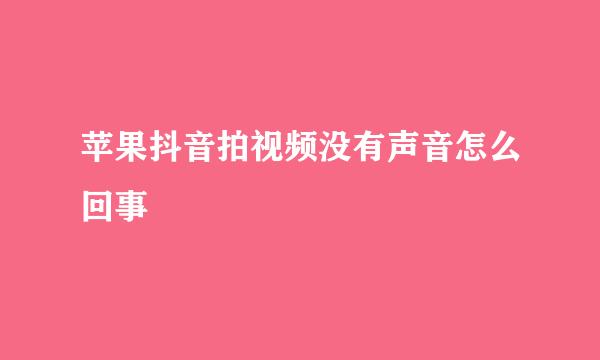 苹果抖音拍视频没有声音怎么回事