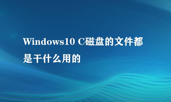 Windows10 C磁盘的文件都是干什么用的