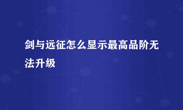 剑与远征怎么显示最高品阶无法升级