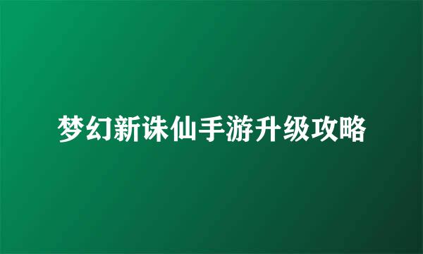 梦幻新诛仙手游升级攻略