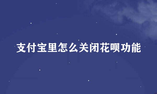 支付宝里怎么关闭花呗功能