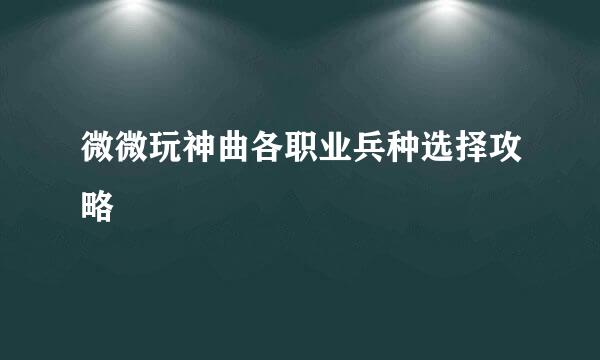 微微玩神曲各职业兵种选择攻略