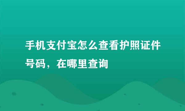 手机支付宝怎么查看护照证件号码，在哪里查询