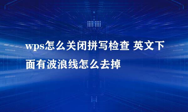 wps怎么关闭拼写检查 英文下面有波浪线怎么去掉