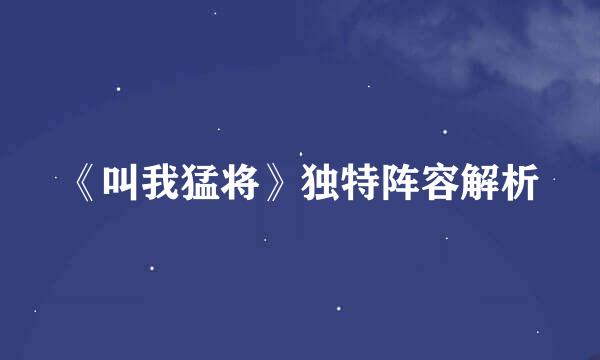 《叫我猛将》独特阵容解析