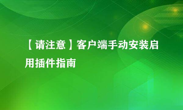 【请注意】客户端手动安装启用插件指南