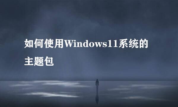 如何使用Windows11系统的主题包