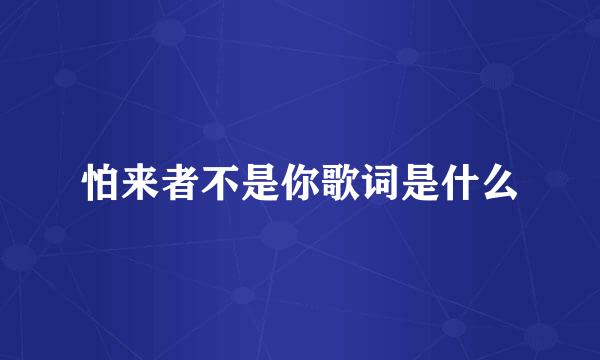 怕来者不是你歌词是什么