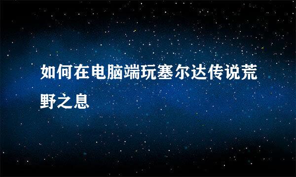 如何在电脑端玩塞尔达传说荒野之息