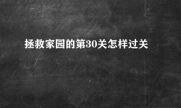 拯救家园的第30关怎样过关