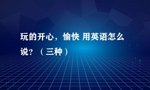 玩的开心,愉快 用英语怎么说?(三种)