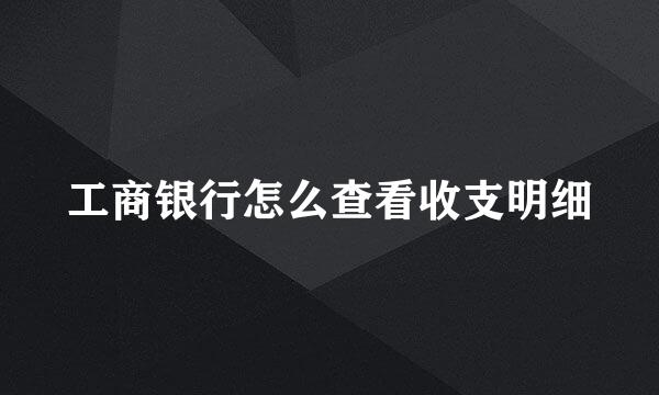 工商银行怎么查看收支明细
