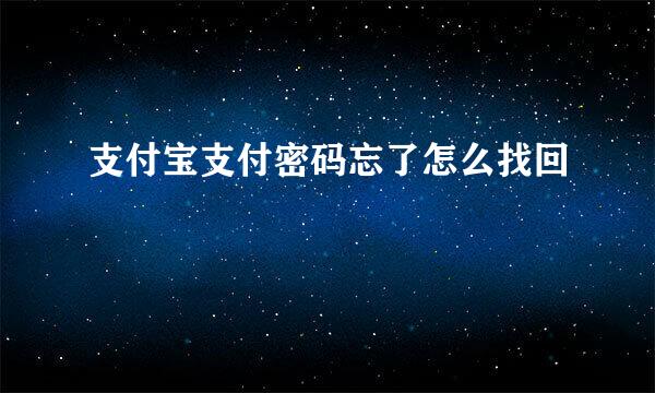 支付宝支付密码忘了怎么找回