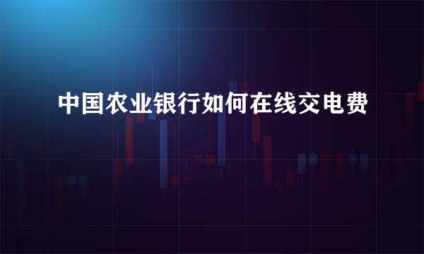 中国农业银行如何在线交电费