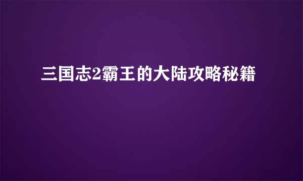 三国志2霸王的大陆攻略秘籍